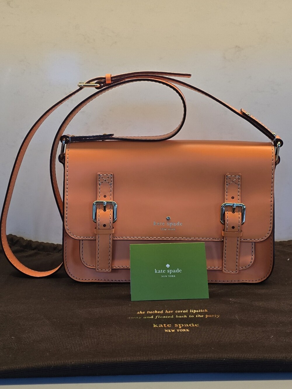 Kate Spade Essex Scout Neon Orange Leather Crossbody